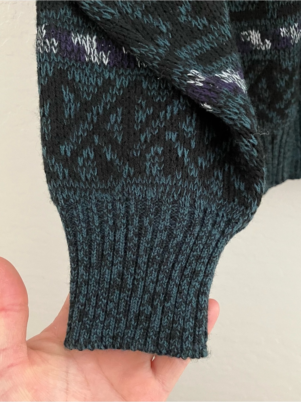 Vintage Windridge Crewneck Knit Sweater Men’s Small Teal Black Geometric - Picture 4 of 8